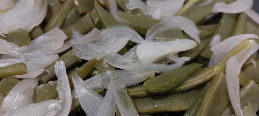 JUDIAS VERDES CON CEBOLLA AL VAPOR con Thermomix