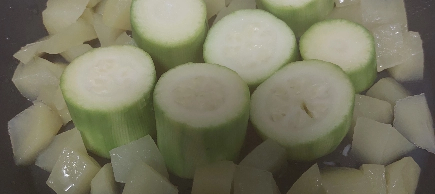 CALABACÁN CON PATATAS AL VAPOR con Thermomix