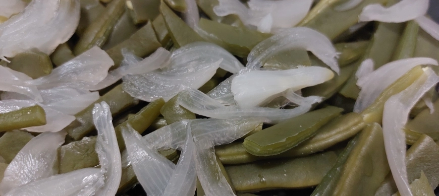 JUDIAS VERDES CON CEBOLLA AL VAPOR con Thermomix
