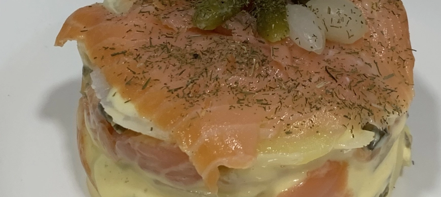 MIL HOJAS DE PATATA Y SALMÓN CON SALSA HOLANDESA by THERMOMIX