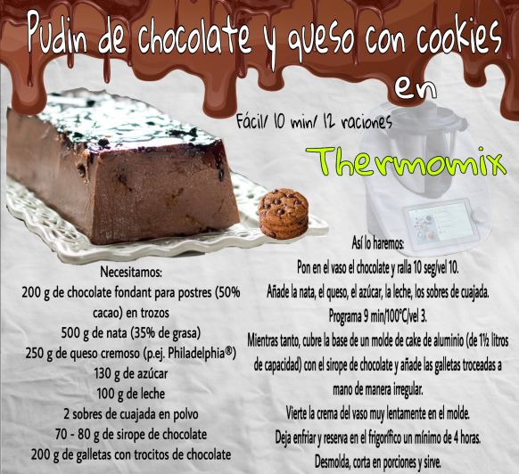 PUDIN DE CHOCOLATE Y QUESO C0N COOKIES EN Thermomix® 