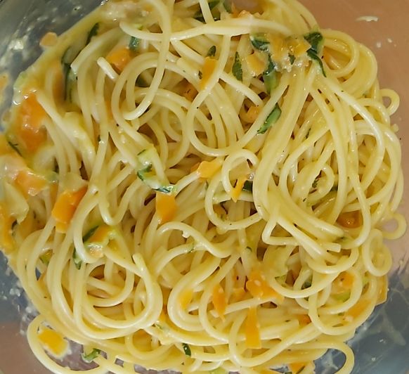 Espaguetis con Carbonara Vegetariana